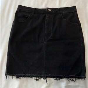 H&M &Denim Black Denim Raw Hem Mini Skirt